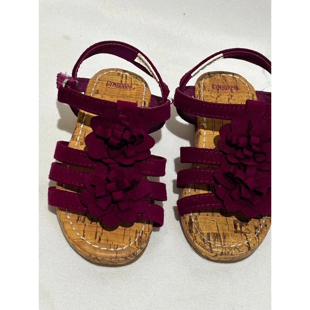 Gymboree Girls‎ Plum Purple Floral Cork Wedge Sandals Toddler Size 5